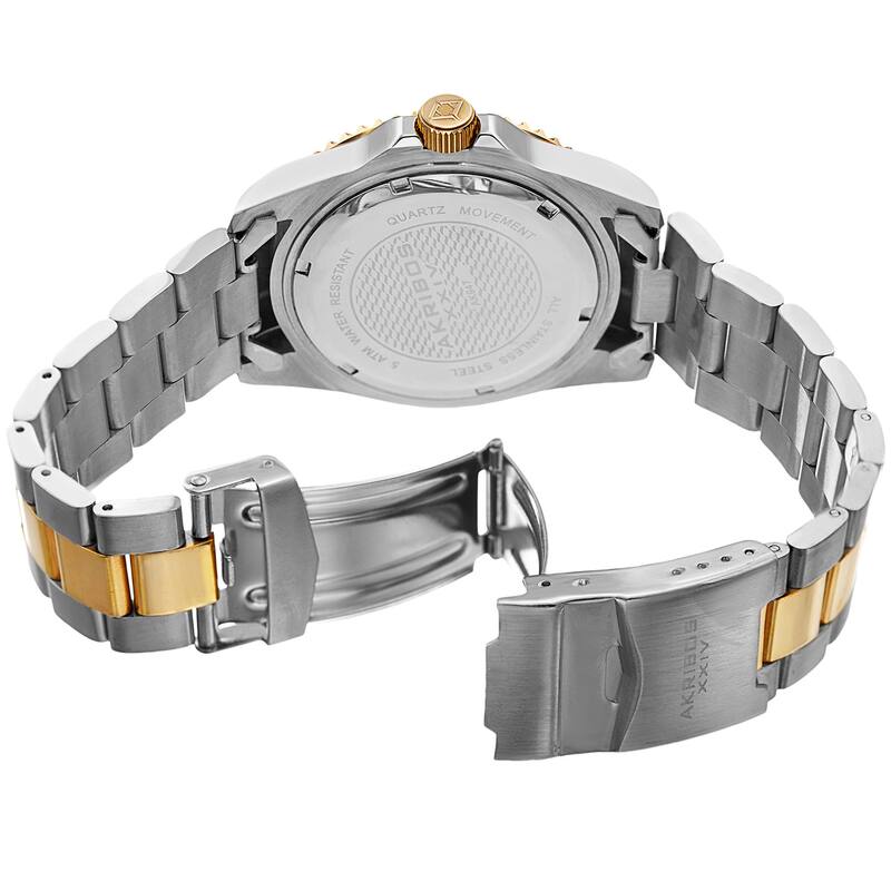 Akribos XXIV Men's Quartz Diver Style Date Watch with Stainless Steel Bracelet