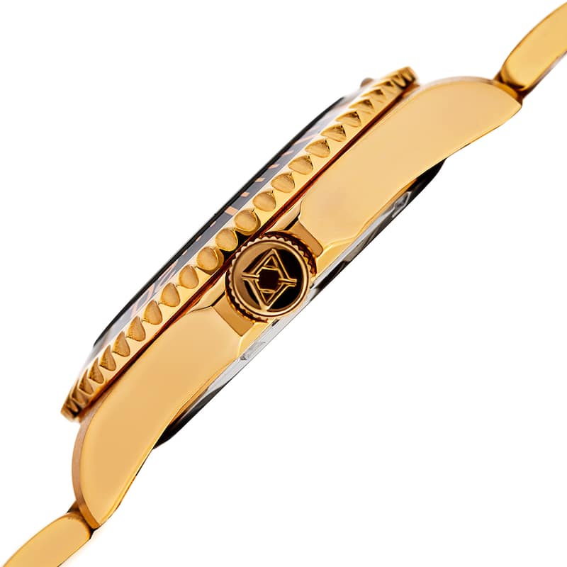 Akribos XXIV Men's Quartz Diver Style Date Stainless Steel Gold-Tone Bracelet Watch