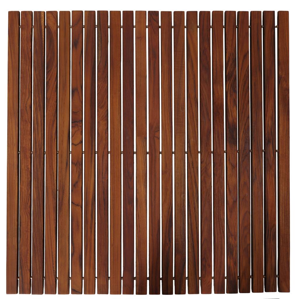 Bare Decor Fuji String Spa Shower Mat in Solid Teak Wood Oiled Finish XL Square 30-inch x 30-inch