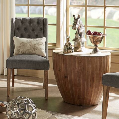 Hatteras Drum Reclaimed Woodblock Barrel Side Table by iNSPIRE Q Artisan