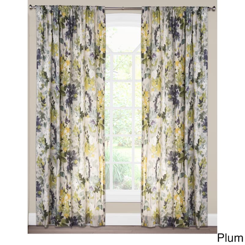SIScovers Multi-color Cotton Floral Curtain Panel - Green/Yellow/Beige - 84 Inches