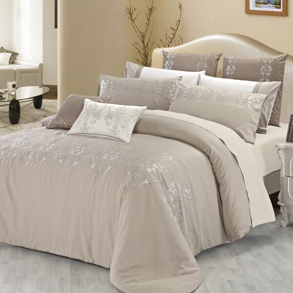 Madeline Beige Floral 3 Piece Duvet Cover Set Free Shipping Madeline Beige Floral 3 Piece Duvet Cover Set