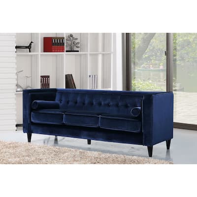 Meridian Taylor Navy Tufted Modern Velvet Sofa