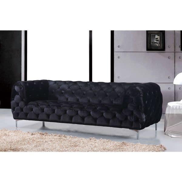 Meridian Mercer Black Velvet Sofa Overstock 12046633