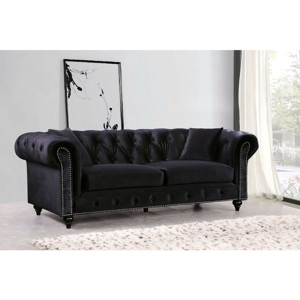 Meridian Chesterfield Black Velvet Sofa