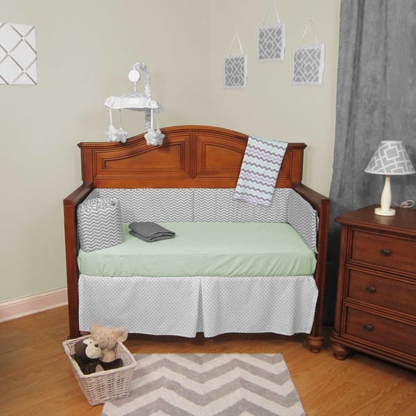 Shop Chevron Zig Zag Green And Grey Cotton And Polyester 5 Piece