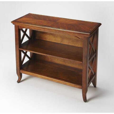 Handmade Butler Newport Olive Ash Burl Low Bookcase