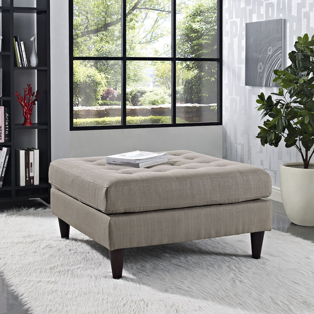 Modway Empress Mid-Century Modern Upholstered Fabric Large Ottoman