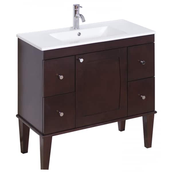 36 In W X 18 D Birch Wood Veneer Vanity Set Antique Birch Wood Veneer Vanity Set In Antique