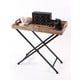 Kate and Laurel Marmora Black Metal and Rustic Wood Folding Tray Table - Thumbnail 6