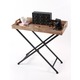 Kate and Laurel Marmora Black Metal and Rustic Wood Folding Tray Table - Thumbnail 2