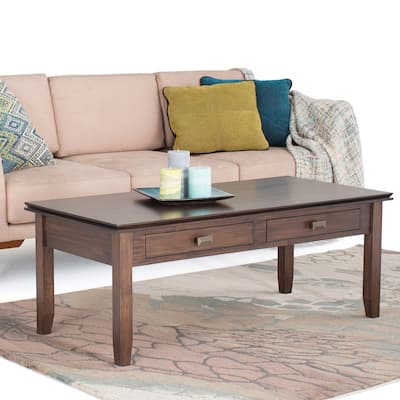 WYNDENHALL Stratford SOLID WOOD 46 inch Wide Rectangle Transitional Coffee Table - 46 Inches wide