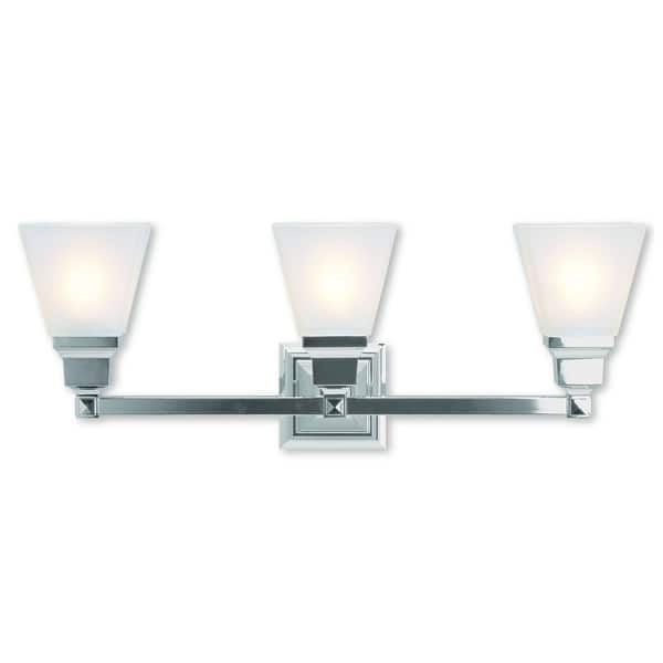 Livex Lighting Mission Polished Chrome And Frosted Gl Bath Light Livex Lighting Mission Polished Chrome And Frosted Gl Bath Light