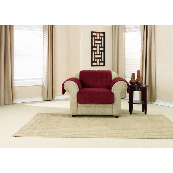 Sure Fit Deep Pile Velvet Chair Protector with Paw Print Reverse