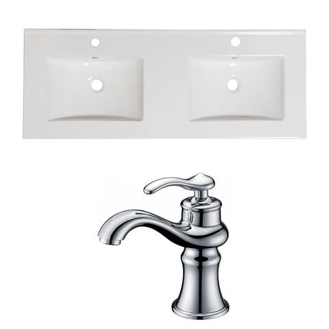 48-in. W x 18-in. D Ceramic Top Set In White Color With Single Hole CUPC Faucet