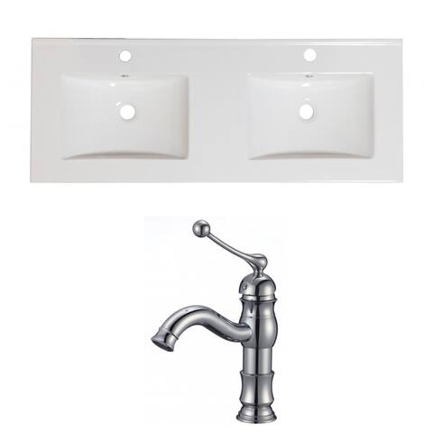 48-in. W x 18-in. D Ceramic Top Set In White Color With Single Hole CUPC Faucet