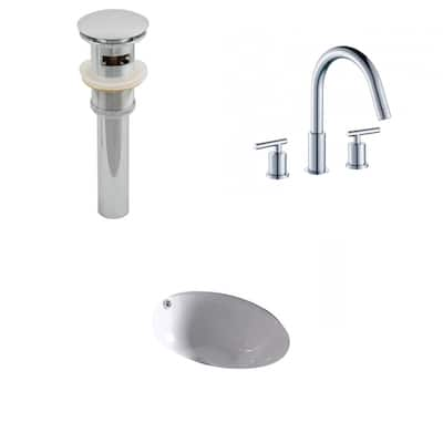 15.25-in. W x 15.25-in. D CUPC Round Undermount Sink Set In White With 8-in. o.c. CUPC Faucet And Drain