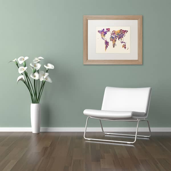 Michael Tompsett 'Text Map of the World' Matted Framed Art - Overstock ...