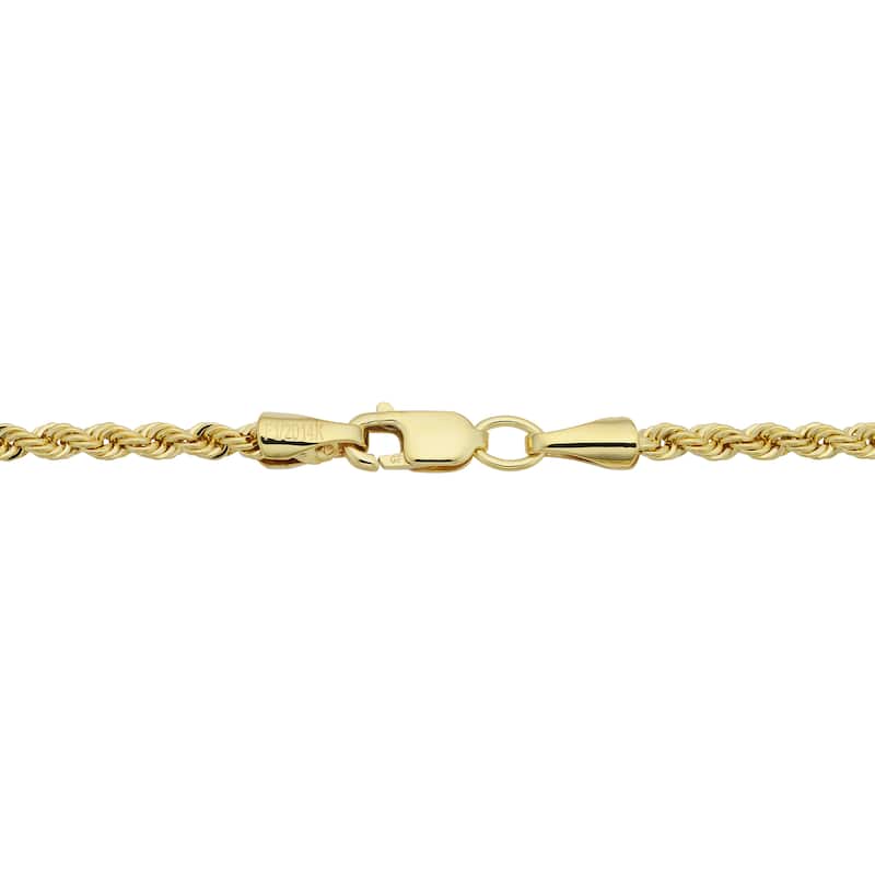 Fremada 14k Yellow Gold Filled Unisex 2.10-mm Rope Chain Bracelet (7.5 or 8.5 inches)