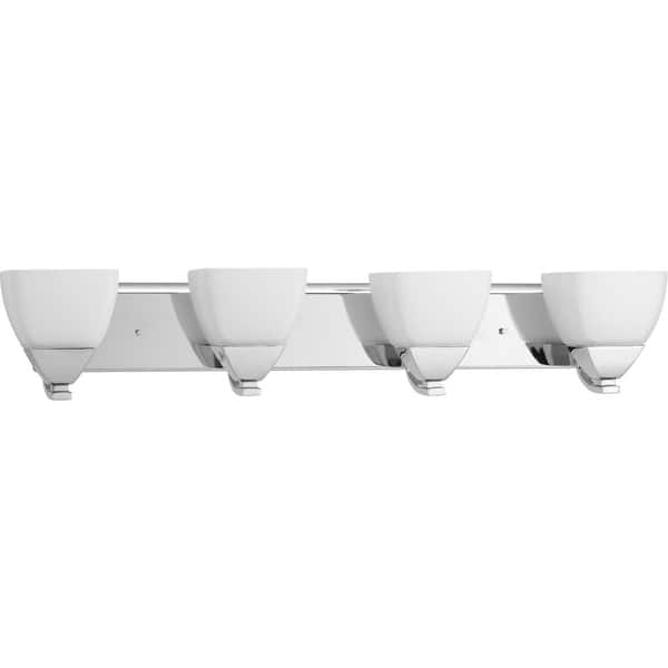 slide 2 of 3, Appeal Collection 4-Light Polished Chrome Etched White Glass Modern Bath Vanity Light