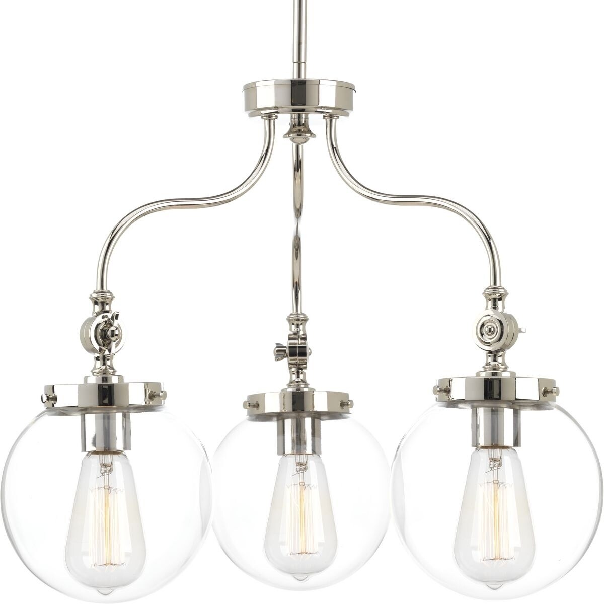 Progress Lighting P4769-104 Penn Polished Nickel Finish Steel Glass Three-Light Chandelier - N/A (Polished Nickel) - Chandeliers For Bedrooms by Overstock.com