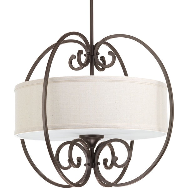 Progress Lighting Overbrook Bronze Metal, Steel Three-light Small Pendant Fixture