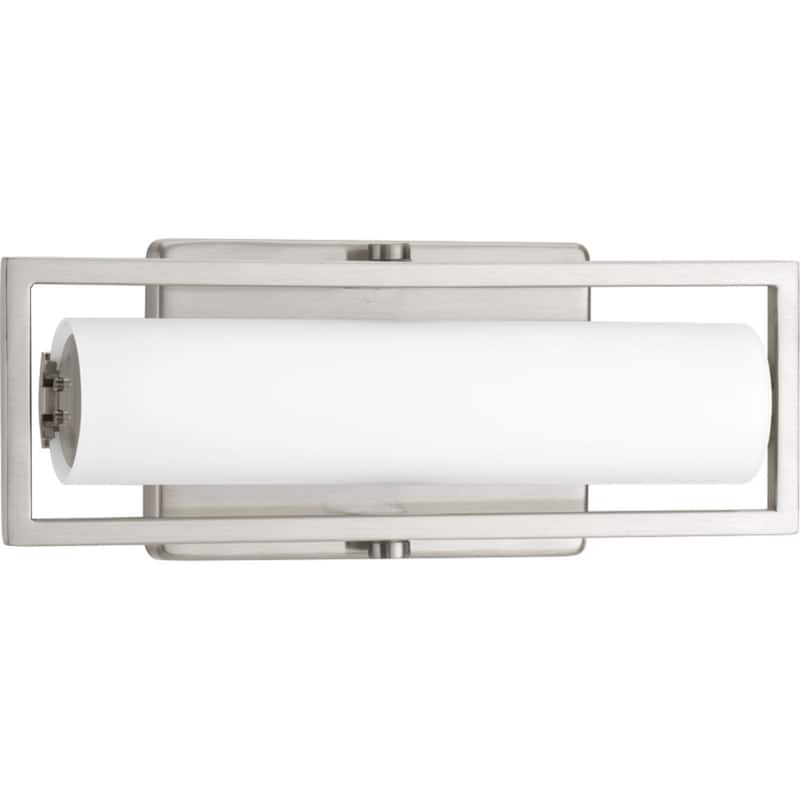 Frame Collection 12" Brushed Nickel Etched White Glass Modern Bath Vanity Light