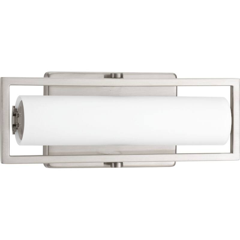 Frame Collection 12" Brushed Nickel Etched White Glass Modern Bath Vanity Light