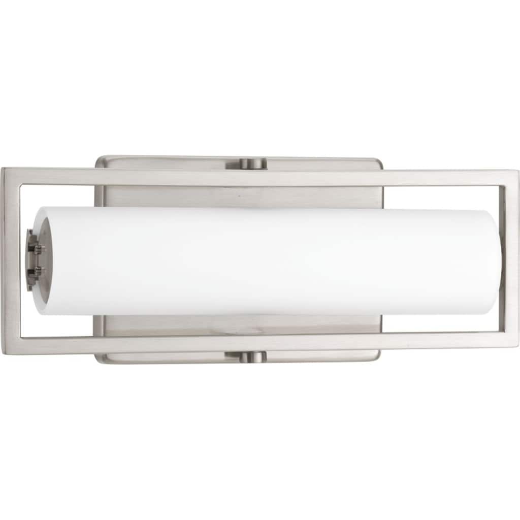 Frame Collection 12" Brushed Nickel Etched White Glass Modern Bath Vanity Light