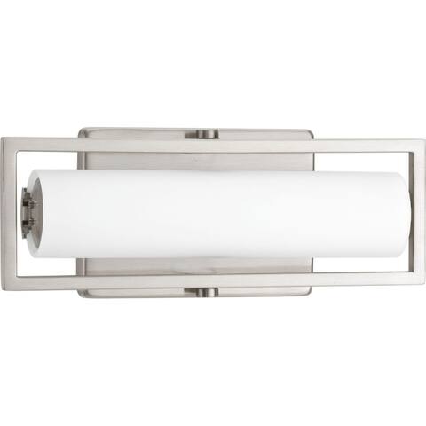 Frame Collection 12" Brushed Nickel Etched White Glass Modern Bath Vanity Light