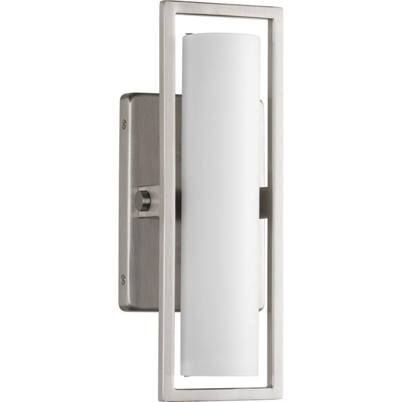 Frame Collection 12" Brushed Nickel Etched White Glass Modern Bath Vanity Light