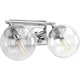 preview thumbnail 1 of 3, Mod Collection 2-Light Polished Chrome Clear Glass Mid-Century Modern Bath Vanity Light