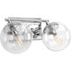 preview thumbnail 2 of 3, Mod Collection 2-Light Polished Chrome Clear Glass Mid-Century Modern Bath Vanity Light