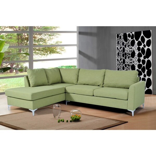 Landon Reversible Linen Sectional Green Color by Nathaniel Home