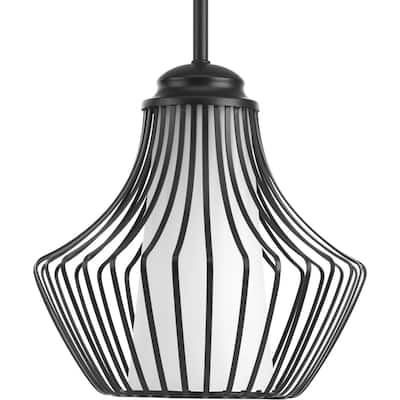 Progress Lighting P5324-31 Finn Black Steel and Metal 1-light Pendant