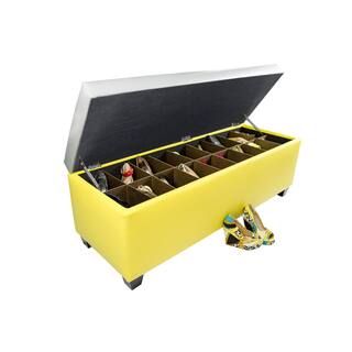 Yellow Benches Settees For Less The Sole Secret Retro Yellow Vinyl Shoe Storage Bench