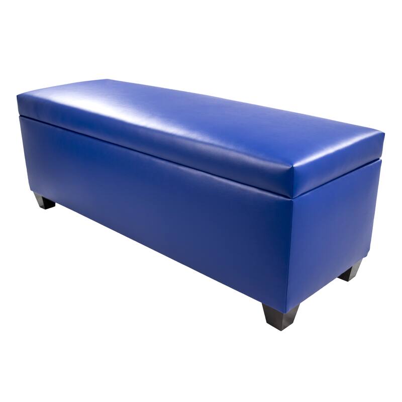 The Sole Secret Blue Vinyl Retro Shoe Storage Bench/Ottoman Bed Bath