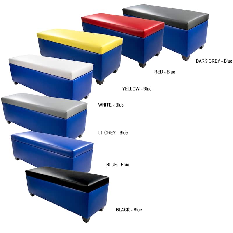 The Sole Secret Blue Vinyl Retro Shoe Storage Bench/Ottoman