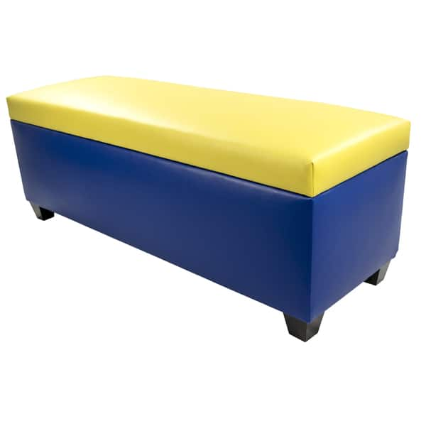 Shop The Sole Secret Blue Vinyl Retro Shoe Storage Bench Ottoman Overstock 12053151