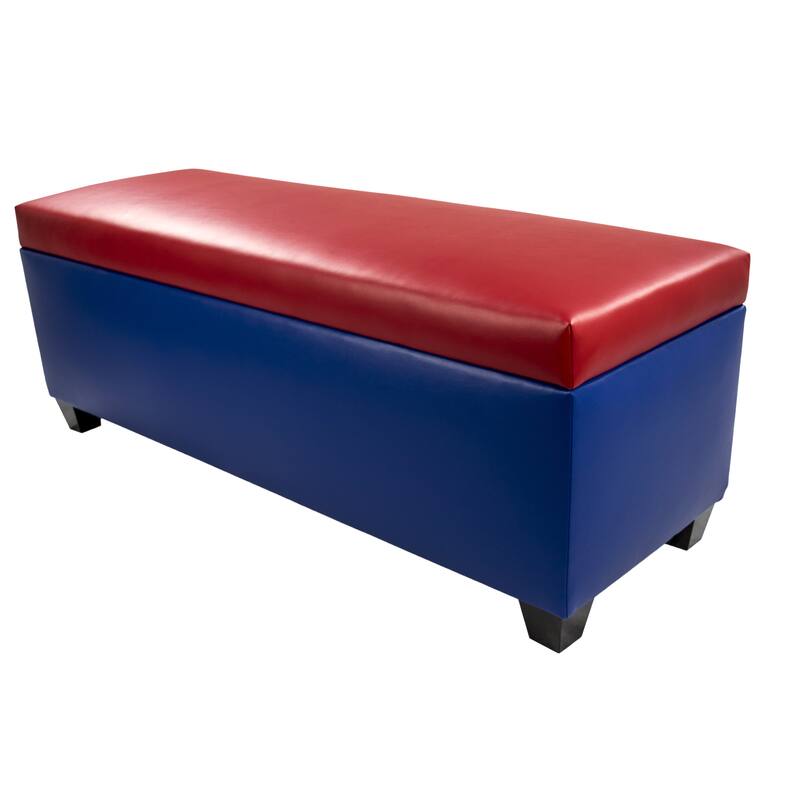 The Sole Secret Blue Vinyl Retro Shoe Storage Bench/Ottoman - Red