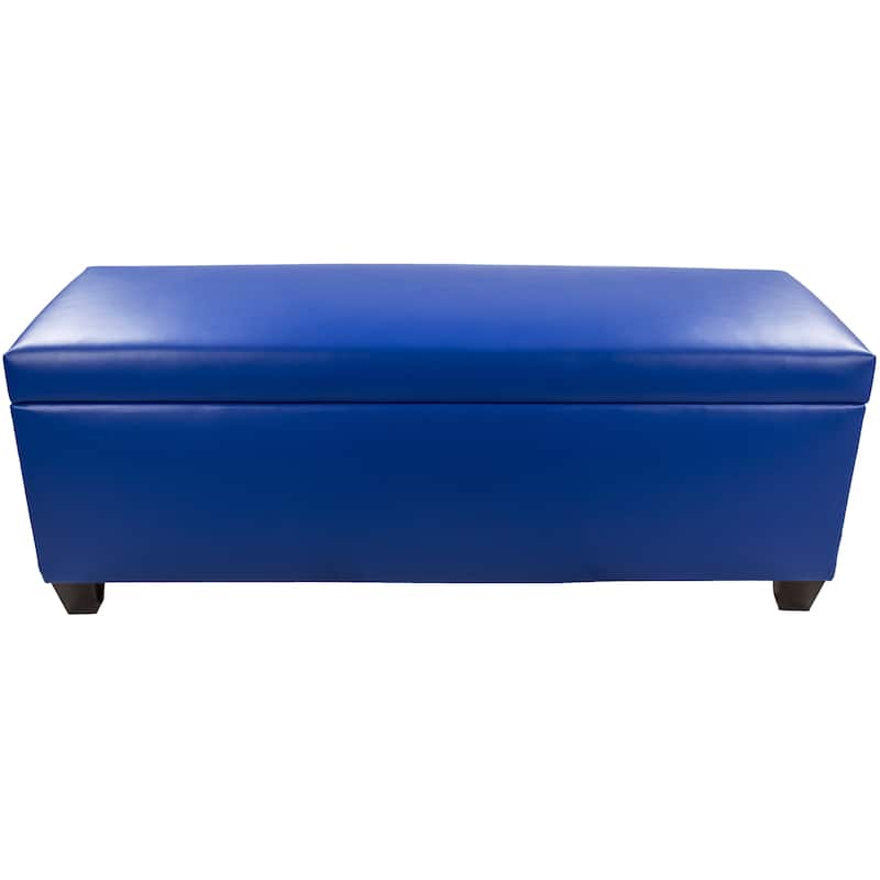 The Sole Secret Blue Vinyl Retro Shoe Storage Bench/Ottoman