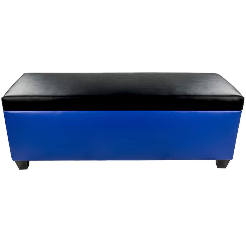 The Sole Secret Blue Vinyl Retro Shoe Storage Bench/Ottoman