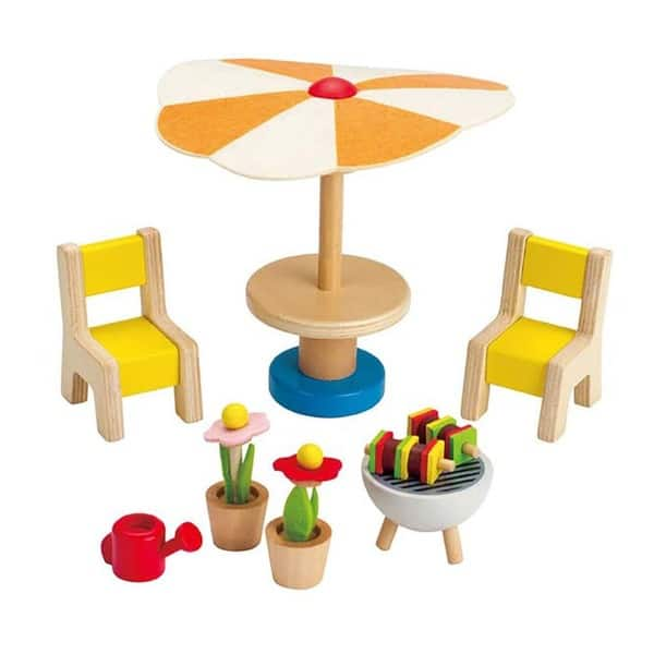 Shop Hape Happy Family Doll House Patio Furniture Set Overstock 12053175