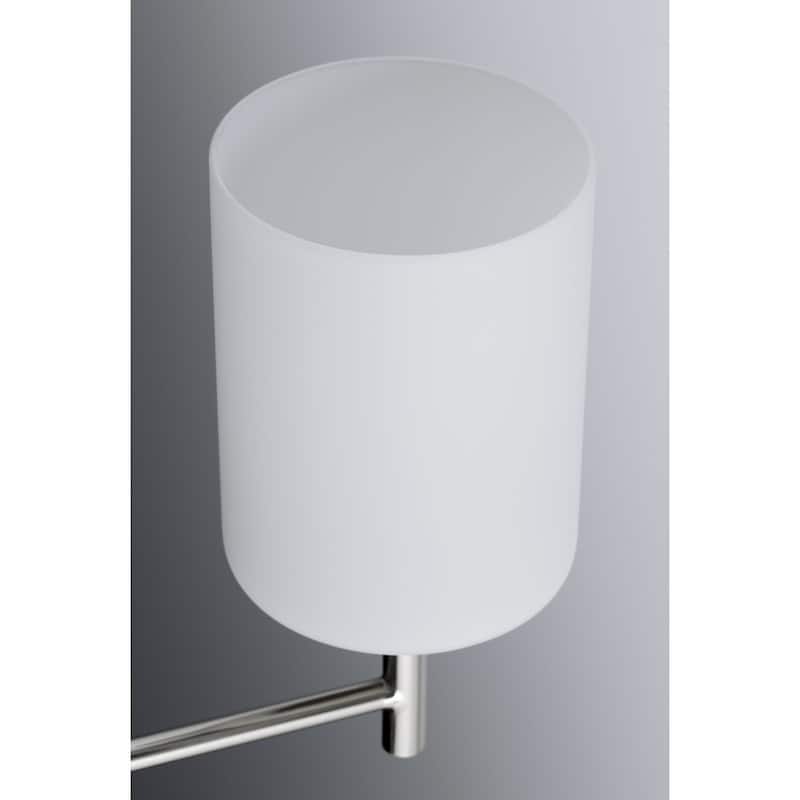 Replay Collection 9-Light Polished Nickel Etched Painted White Glass Modern Chandelier Light