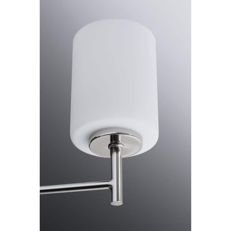 Replay Collection 9-Light Polished Nickel Etched Painted White Glass Modern Chandelier Light