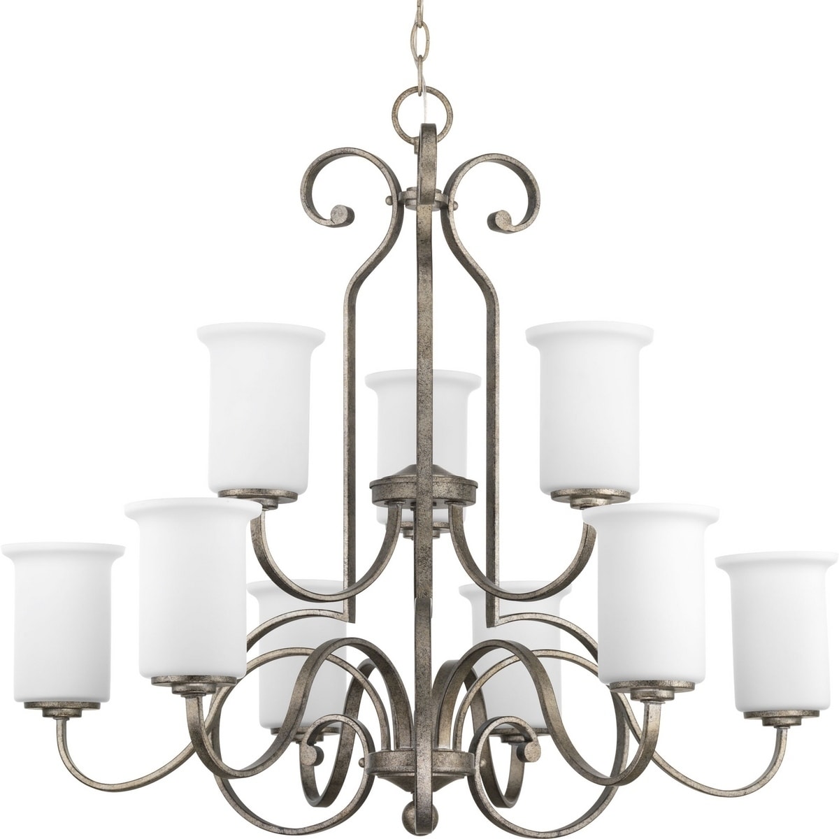 Progress Lighting P4250-144 Stroll 9-light 2-tier Chandelier - N/A (Pebbles) - Chandeliers For Bedrooms by Overstock.com