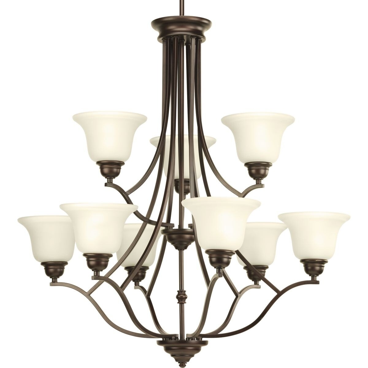 Progress Lighting P4611-20 Spirit Bronze Steel/Porcelain 9-light 2-tier Chandelier - N/A (Antique Bronze) - Chandeliers For Bedrooms by Overstock.com