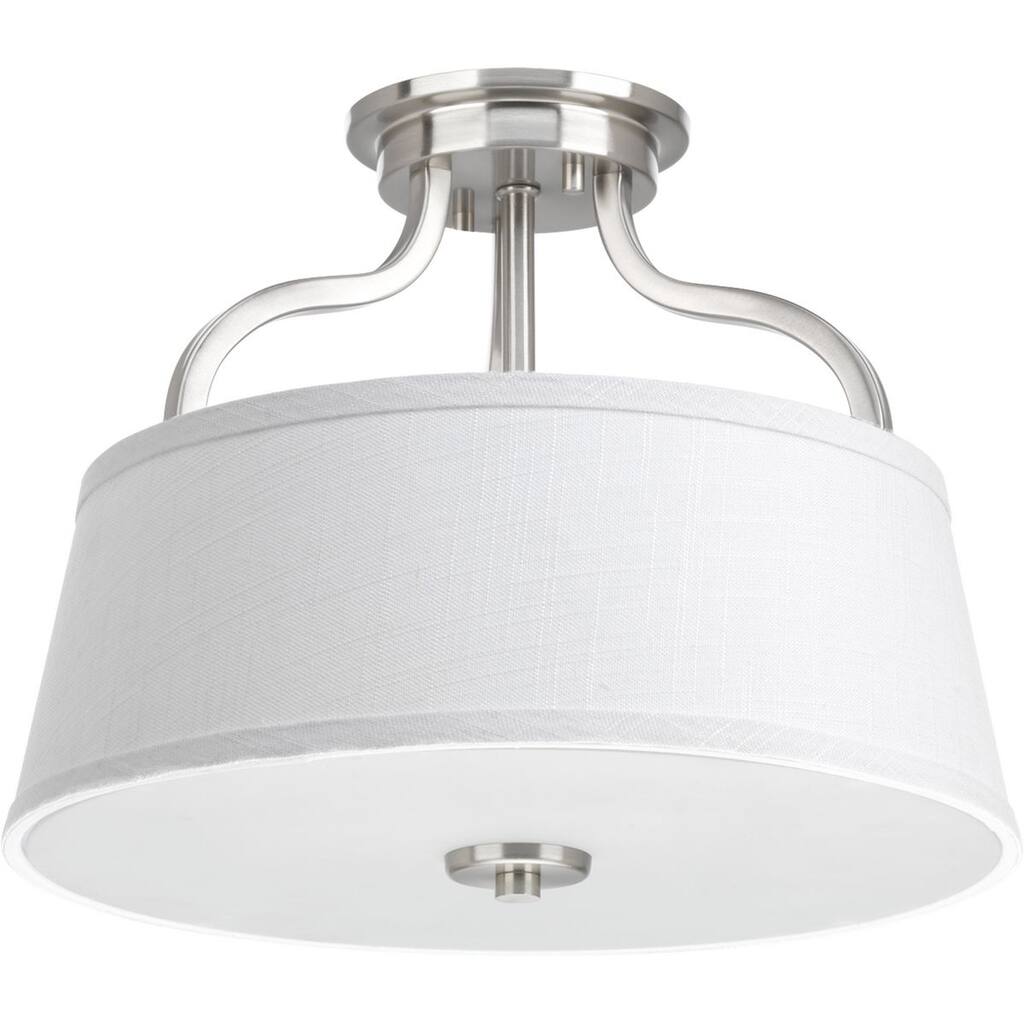 Progress Lighting P3720-09 Arden Two-light Nickel Convertible Semi Flush Mount - N/A