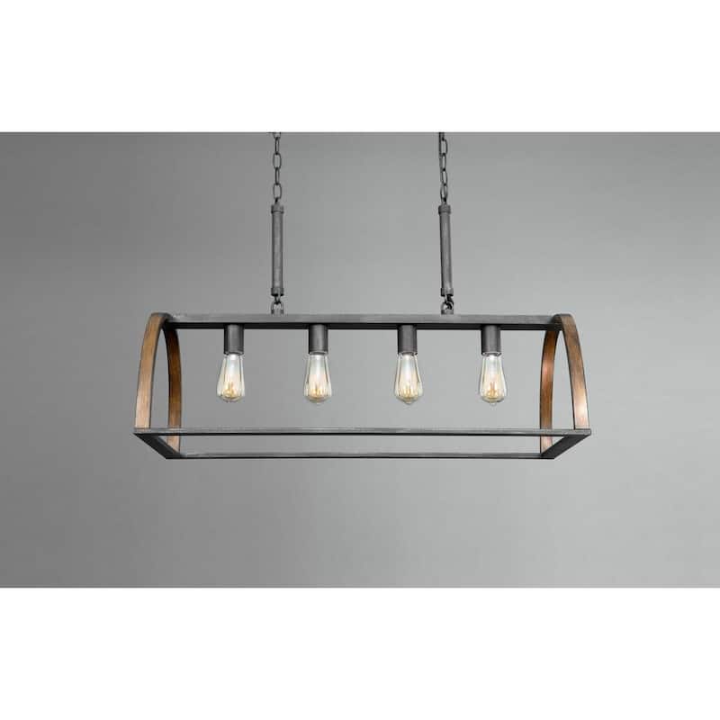 Trestle Collection 4-Light Gilded Iron Farmhouse Chandelier Light