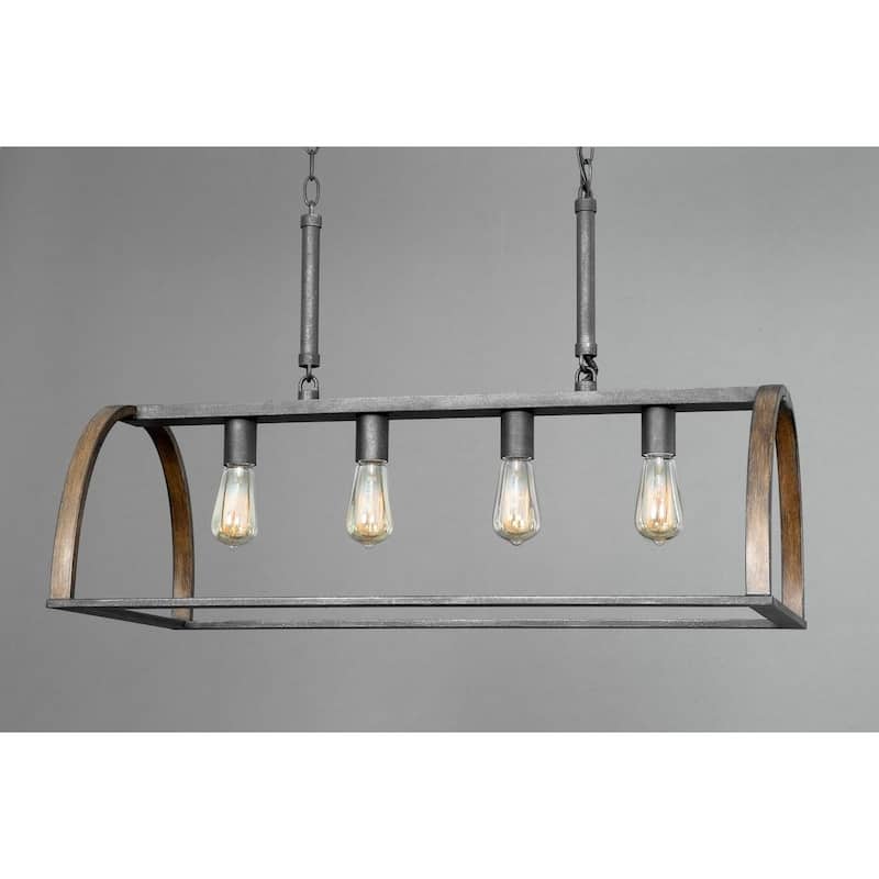 Trestle Collection 4-Light Gilded Iron Farmhouse Chandelier Light